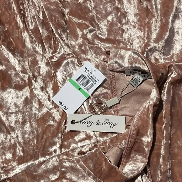 Grey & Gray velvet dress sz 8 rosegold NWT *D6 - Picture 4 of 5